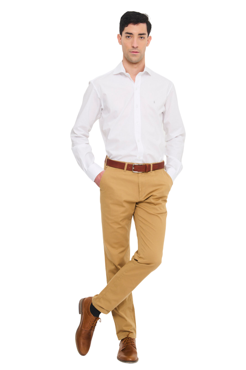 PANTALON SIN PINZAS BASICO GABARDINA LIVIANA BEIGE