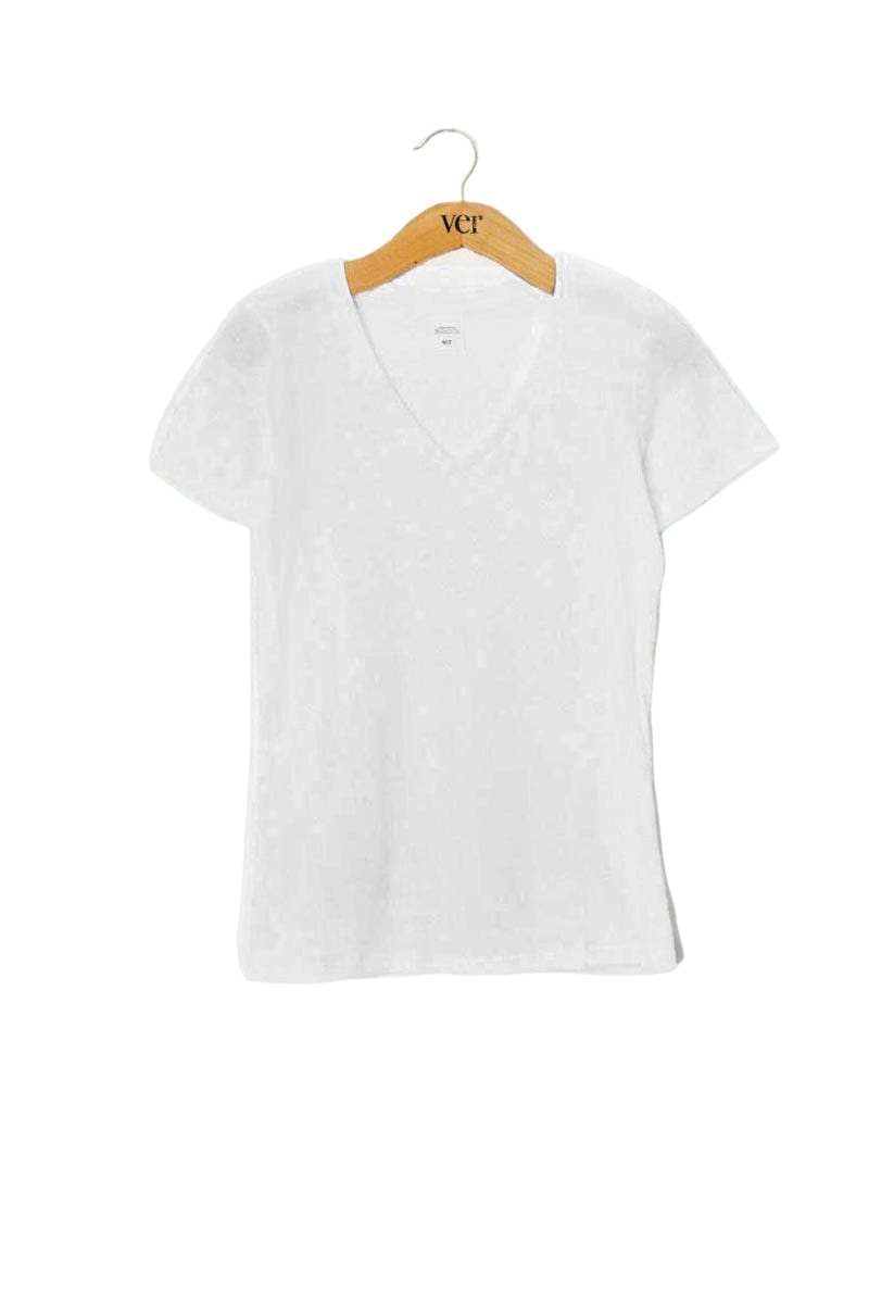 Remera Basica Escote V Blanca