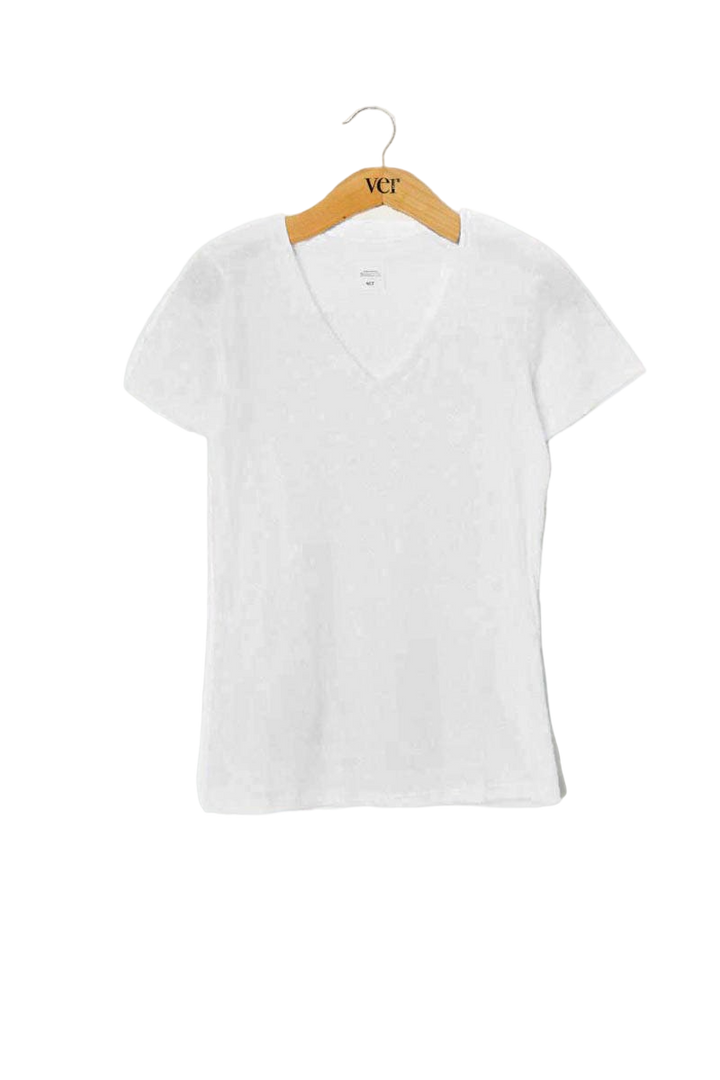 Remera Basica Escote V Blanca