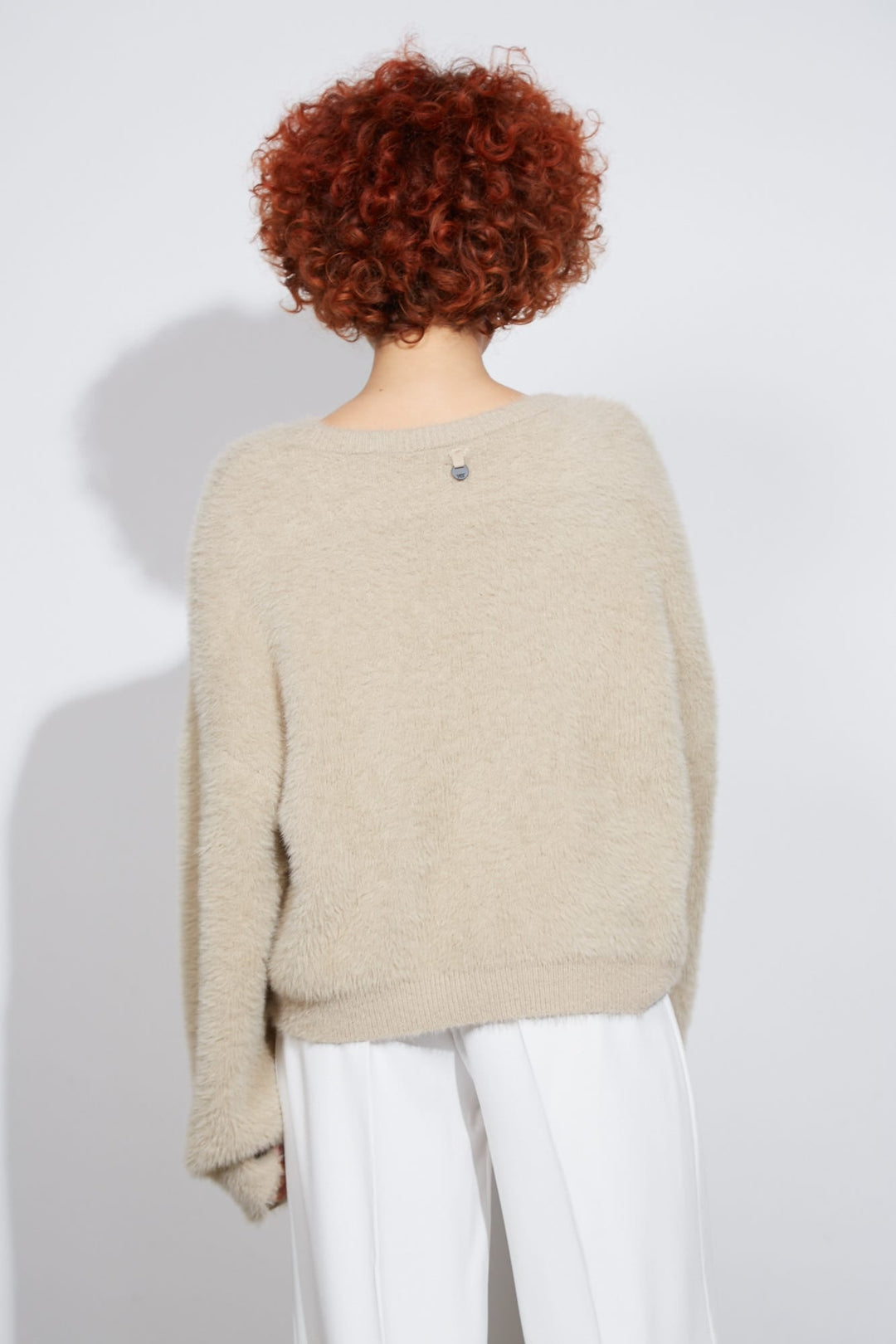 Sweater Beige Efecto Pelo