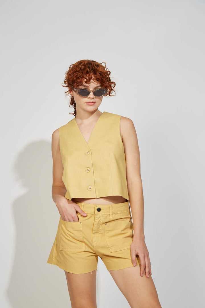 HIGH WAIST SHORT DENIM AMARILLO