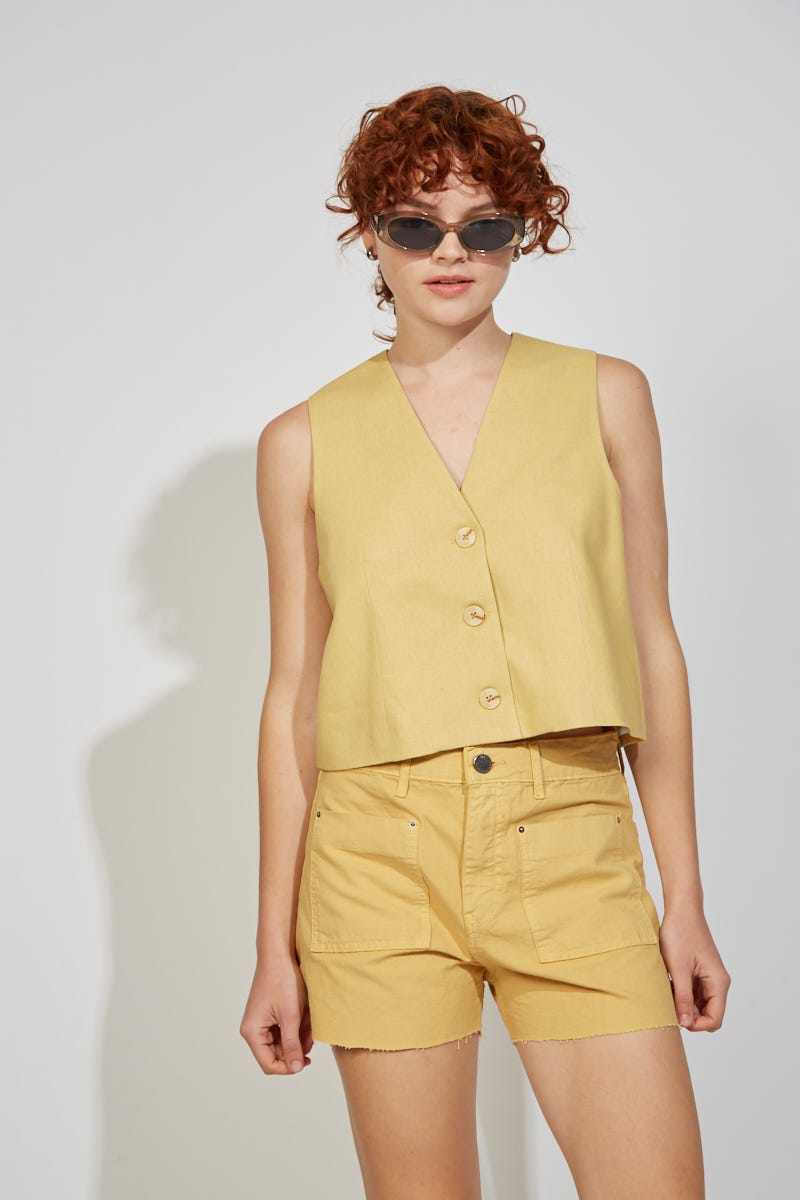 HIGH WAIST SHORT DENIM AMARILLO