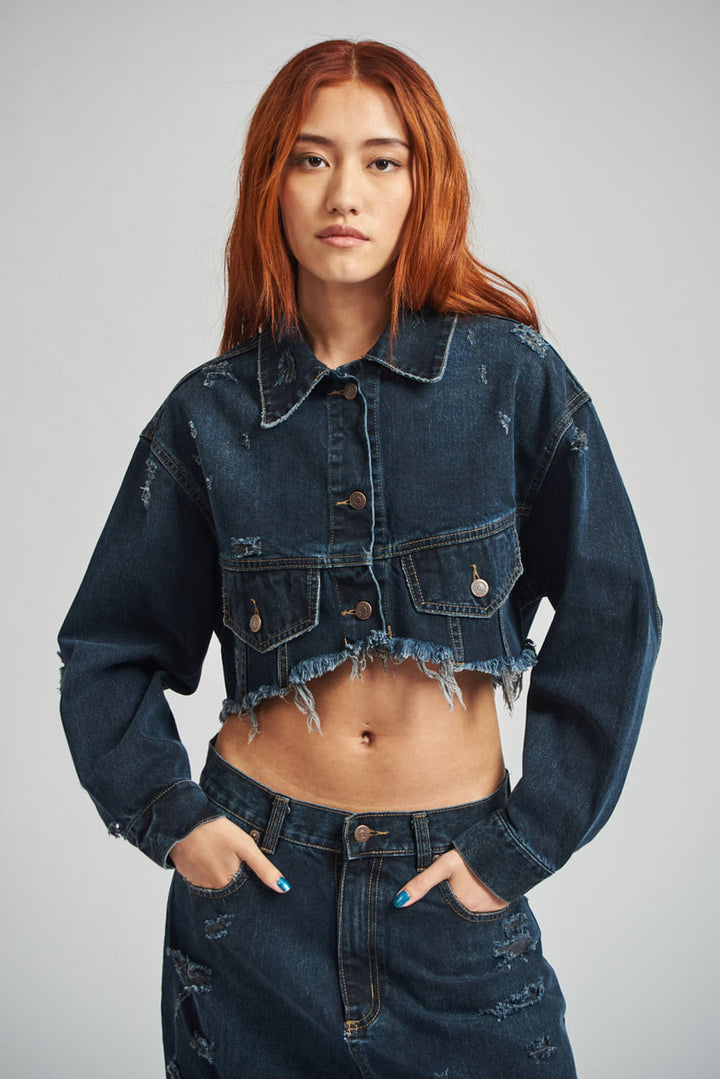 CAMPERA CROP DARKBLUE