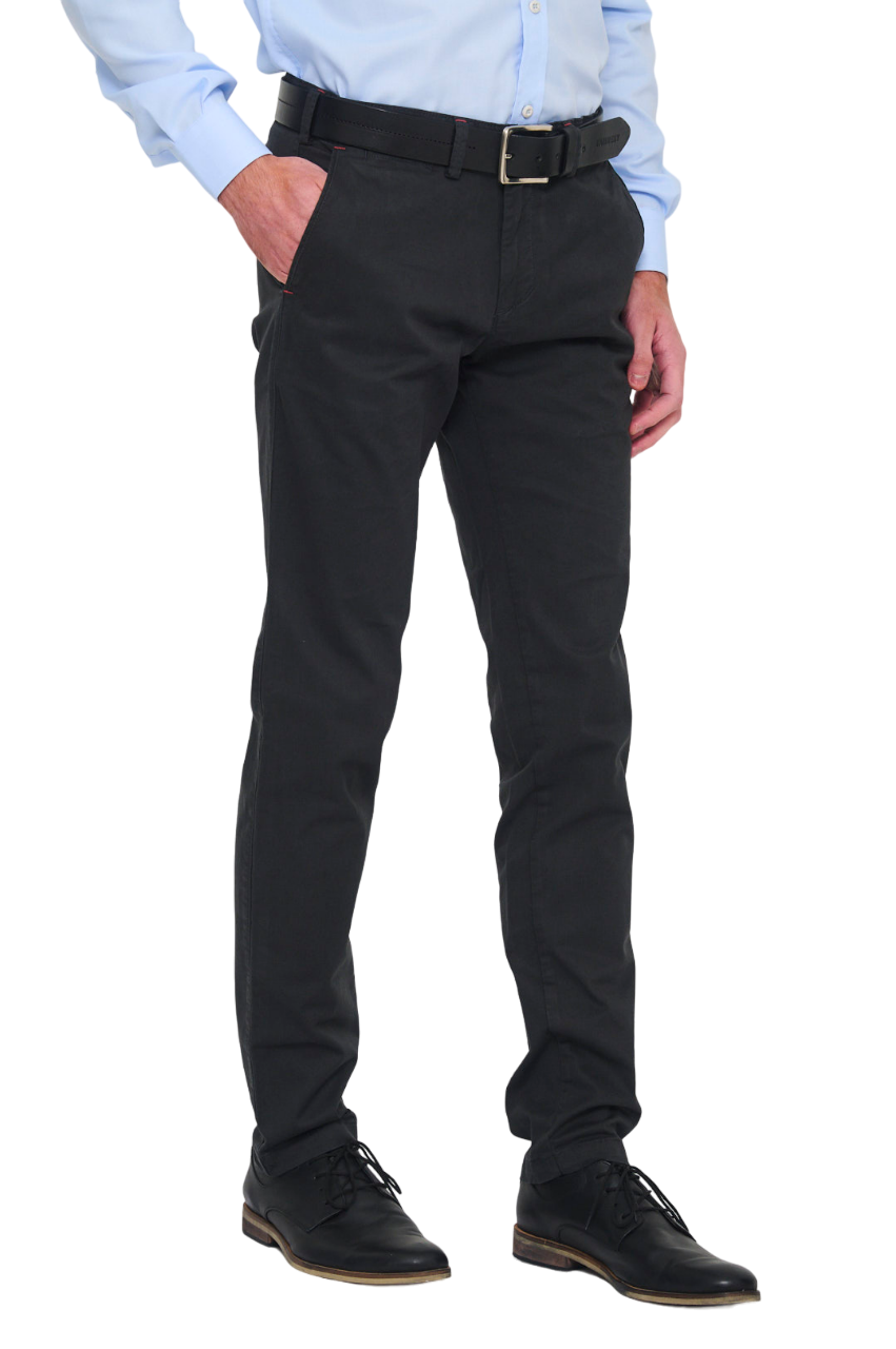 PANTALON SIN PINZAS SLIM FIT GABARDINA GRIS TOPO