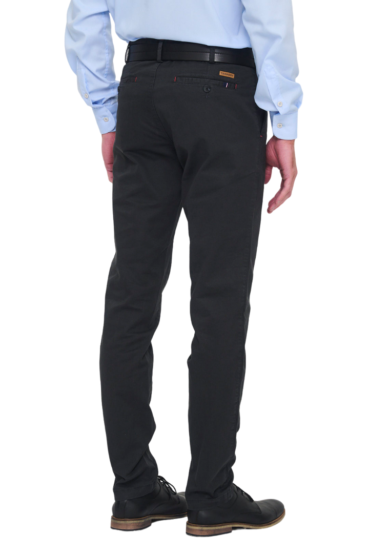 PANTALON SIN PINZAS SLIM FIT GABARDINA GRIS TOPO