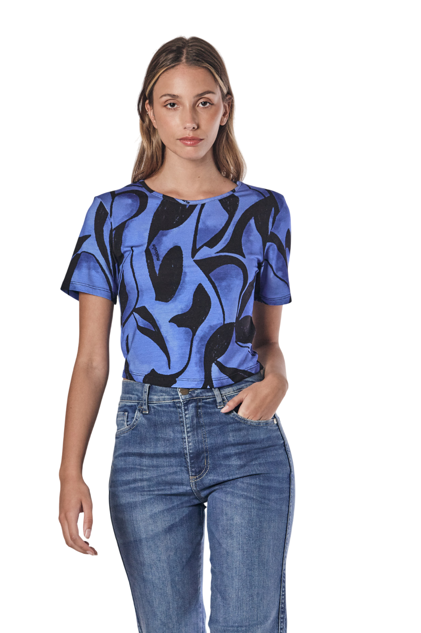 Remera Crop Print Seron azul