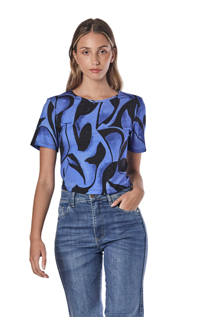 Remera Crop Print Seron azul