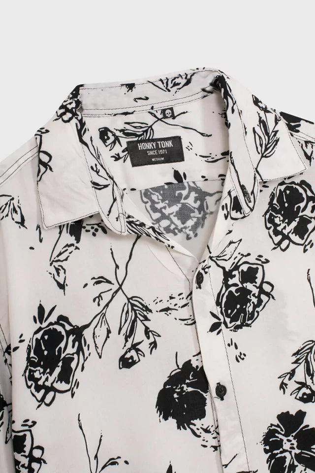 CAMISA HAWAIIAN ROSES WHITE