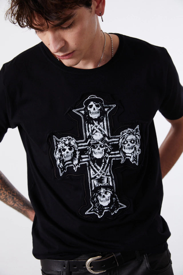 REMERA DISTORTION GUNS N ROSES NEW CROSS