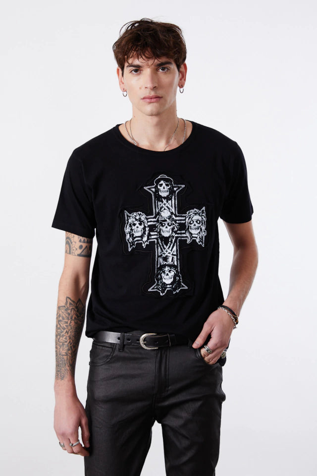 REMERA DISTORTION GUNS N ROSES NEW CROSS