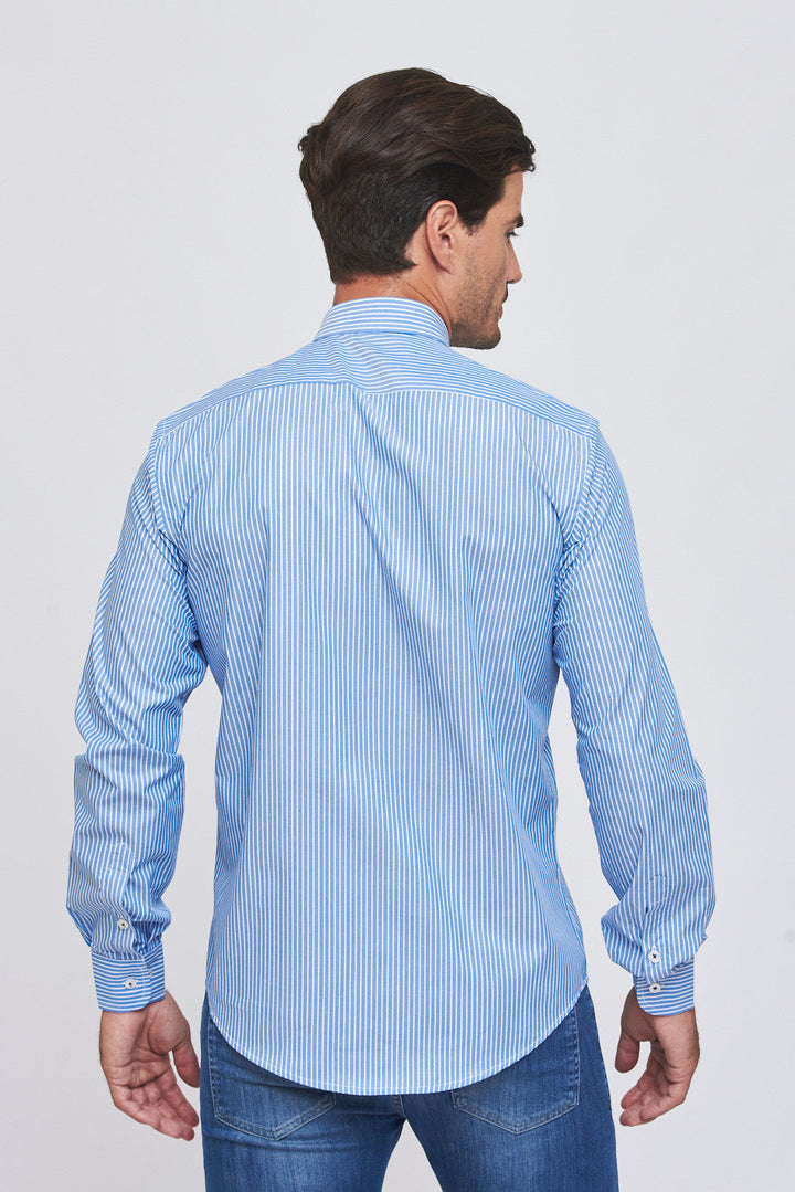 CAMISAS ML SLIM FIT CON TIRILLA EN BAJO CUELLO