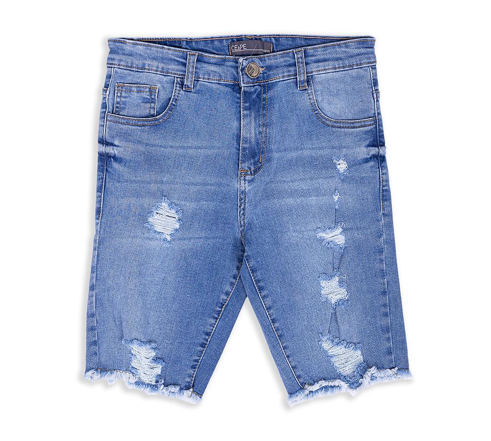 Short Pantalón Jean Mujer Rígido Con Roturas Calidad